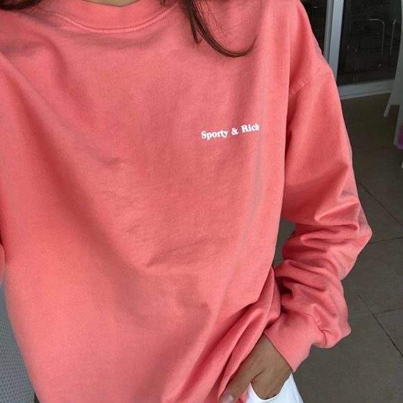 Sporty & Rich Salmon Fun Logo Crew - Picture 1 of 3